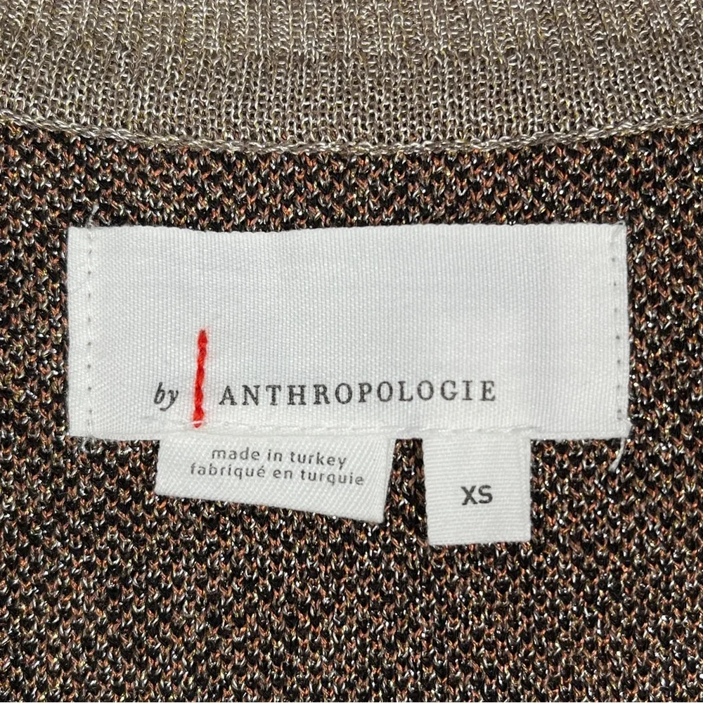 ANTHROPOLOGIE metallic leopard print 3/4 sleeve sweater top, size XS - Picture 3 of 16